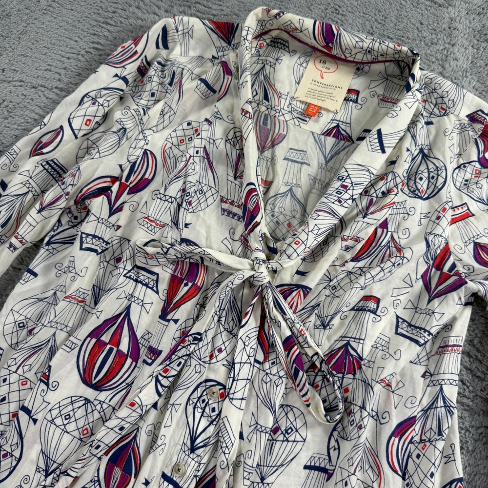 Anthropologie Conversations Blouse Women Size 6 Hot Air Balloon Limited 18 of 52